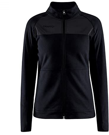 Craft ADV EXPLORE FLEECE MIDLAYER | Fleecejacke Damen XXL | Black-Granit | Gebürstetes Fleece | Mit Daumenloch | Reißverschlusstaschen | Quick Dry Jacke Damen | Outdoor Fleecejacken für Damen