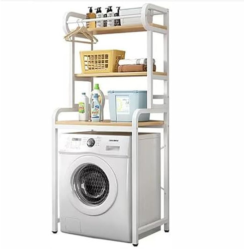RCJCQSR Étagère De Rangement à 3 Niveaux Au-Dessus des Toilet Meuble De Rangement Machine A Laver, Sèche-Linge, Meuble Peu Encombrant, Organisateur Multifonction
