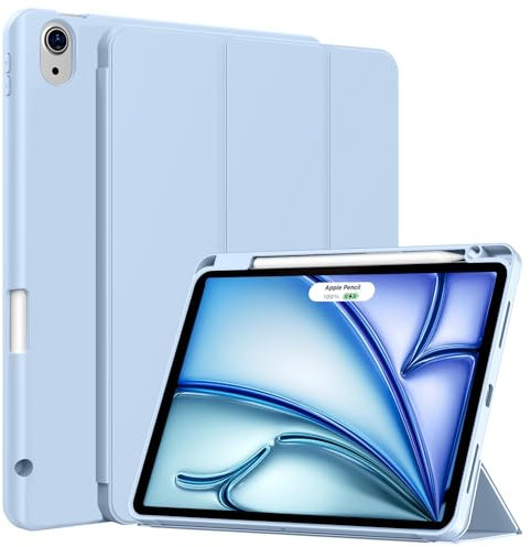 BFGTSJF Hülle für iPad Air 11 Zoll M3/M2 (2025/2024), iPad Air 5./4. Generation 10,9 Zoll, 2022/2020 mit Stifthalter, Weich TPU Stoßsicher Schutzhülle für Air 7/6/5/4, Auto Schlafen/Wachen - Hell Blau