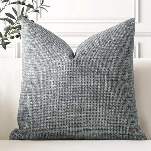 Artscope 1er Set Kissenbezug Einfarbig Wurfkissenbezug Leinen Kissenbezüge 55x55cm Moderne Dekokissen Kissenhülle Set Kissen Fall für Sofa Schlafzimmer Zuhause Dekor, Dunkelgrau