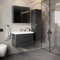KAREN banyo Badezimmermöbel Set Lotus 80 Anthrazit | Keramikwaschbecken | Unterschrank | Spiegelschrank | Softclose-Schubladen & -Türen & Griffleisten aus Chrom| Moderner Stil | Badmöbel Waschtisch