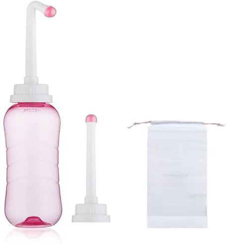 Portable Bidet and Spray Postpartum, Upside Down Peri Bottles for Postpartum Care, Douche Bottles for Women, Perineal Bottle for Perineal Cleansing, 500ml/16.9oz,Pink