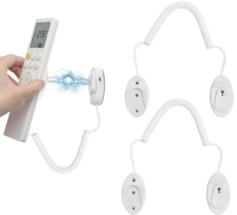 2er Pack Magnetische Fernbedienungshalter mit Federseilen Sicherer Halt für Fernbedienungen und kleine Gegenstände Wandmontage mit Kleber Anti-Verlust für Zuhause und Büro Weiß 43 Zoll