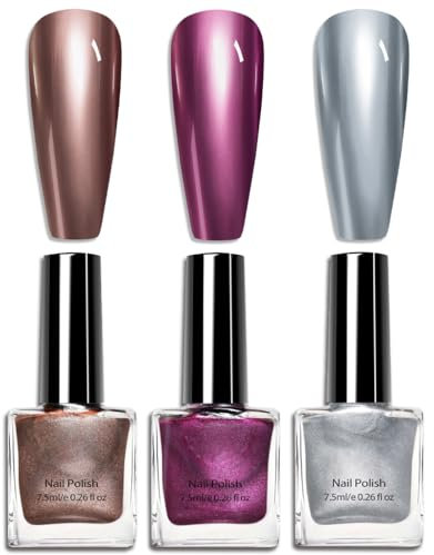 Metallic Nail Polish, Chrome nail polish, Mirror Quick Dry Nail Varnish, Metallic Effect Nail Art Polish, Silver Plating metallic nail No UV Needed, mirror Gel Nail Polish (Set 2)