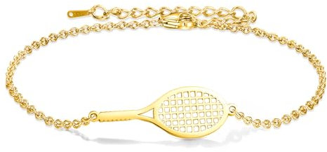 Tennisschläger-Armband für Frauen und Männer, zart und verstellbar, mit Tennisschläger-Anhänger, für Schmuckliebhaber, Geschenk für Teenager, Mädchen, Jungen, (Goldenes Tennisschläger-Armband)