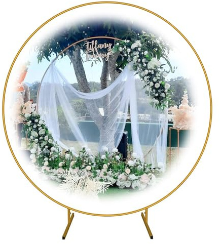 Hoiweqr Hochzeit Backdrop Stand, Mmetal Ballon Hoop Frame, Ballon Kreis Rahmen mit StäNder, Ballonbogen Gestell, für Geburtstagsfeier Hochzeit Zeremonie Brautdusche Jubiläum Dekor(Gold,2m)