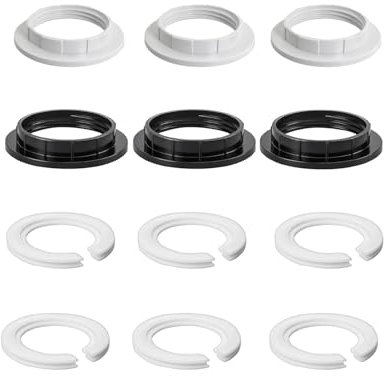 KGDUYC 6 Piezas Convertidores Anillo de Pantalla Plástico E27 a E14 - + 6 Piezas Anillo Tornillo E14 para Portalámparas,Reductor Anillo Adaptador Convertidor para Pantalla Lámpara Mesa