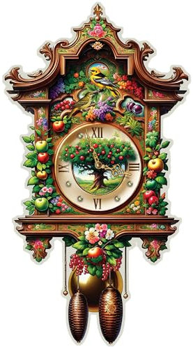 WOODEN.CITY 400 Teile Holzpuzzle - Garten Kuckucksuhr mit 25 Natur-Themen-Formteilen, 31,8 x 58,4 cm - entworfen und hergestellt in der EU