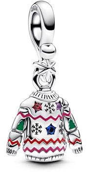 PANDORA Moments Weihnachtspullover Charm-Anhänger aus Sterling Silber mit Kristallen, Kompatibel Moments Armbänder, 793596C01
