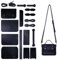 CABODYALS DIY Taschenset Aus Pu Leder Schwarzes Umhängetaschenset Mit Nähten Schultertasche Strick Und Häkelzubehör Nähset Mit Anleitung Für Frauen Bastelset Für Anfänger