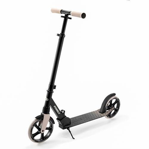 Kinderkraft Freely Trottinette pour Enfants à partir de 3 Ans, jusqu'à 100 kg, Pliage Rapide, Roues en polypropylène, Beige