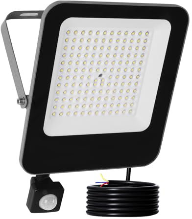 JBdusn 100W Projecteur LED Exterieur Detecteur de Mouvement, Spot LED Extérieur 6500K 10000LM lampe exterieur detecteur de mouvement IP65 Etanche, Eclairage Exterieur Murale pour Jardin Garage