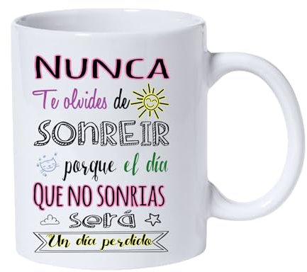 Docliick - Taza de café con frases motivadoras y original.Taza friki 350 ml, taza para regalo graciosa. Taza desayuno bonita.Nunca te olvides