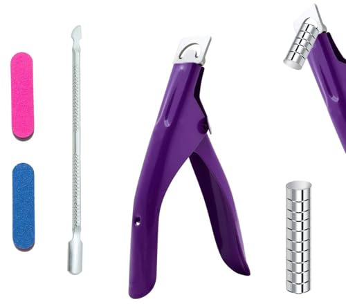 DOETYD Acrylic Nail Clipper Set Stainless Steel Gel False Nail Tip Clippers Professional Manicure Tool with Magnets Nails File and Cuticle Pusher U-Shaped Rustproof for Home Salon Nails Art