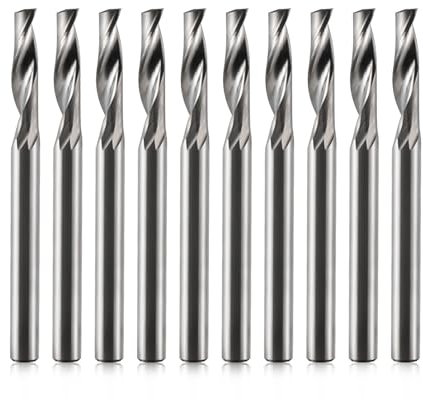 EU_HOZLY - Fresa de 3,175 mm, vástago único, ranura CNC, para mango de aluminio de 3,175 mm, longitud de corte de 12 mm, longitud total de 38 mm, fresadora CNC de aluminio, fresadora CNC, 10 unidades
