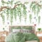 wondever Wandtattoo Grüne Baum Ast Groß Wandaufkleber Hängende Blumen Grüne Blätter Wandsticker Wanddeko für Wohnzimmer Schlafzimmer Sofa Hintergrund