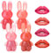 4pcs Lip Gloss, Brillo de Labios 2 en 1 Llavero, Lindo Conejo Voluminizador Labios, Lip Oil para Brillante Hidratante, Brillo de Labios Voluminizador Adecuado para Que las Niñas Se Maquillen