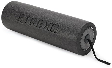 TREXO Rouleau de massage 3 en 1 noir pour fascias - Rouleau nervuré et bâton de massage - Idéal pour la relaxation musculaire et la récupération - Massage précis - Durable et résistant - Lot de 3