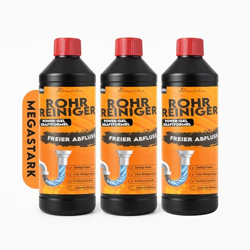 PREMIUM 3x Abflussreiniger 1000ml EXTRA STARK Abflussfrei - Abflussreiniger Rohrfrei Rohrreiniger - Küche, Bad - Power gegen Verstopfung (3er Pack)