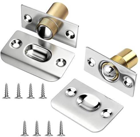 InYoHui Adjustable Ball Door Catches for Internal Doors | 2-Pack with Screws, Roller Latch, Ideal for Cupboards, Drawers, Wardrobes, Closets, Bedrooms