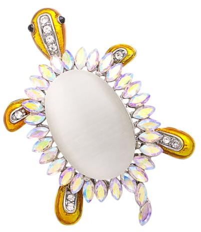 HOMSFOU Schildkrötenbrosche Modische Pulloverbrosche aus Zinklegierung mit Opal und Strass Zartes Design Leicht zu Tragen nicht Leicht zu Verlieren Vielseitiges Damen Accessoire