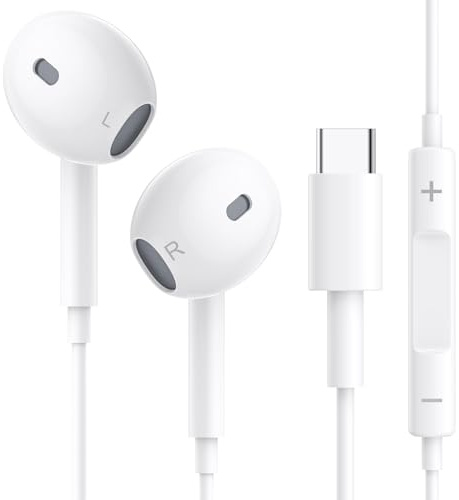 Wired Headphones USB C for iPhone 17 16 15, In Ear Earphones Wired USB C, iPhone Headphones wired with Volume Control & Microphone for Samsung Galaxy S23 S22 S21 FE iPad Pro Huawei Google Pixel