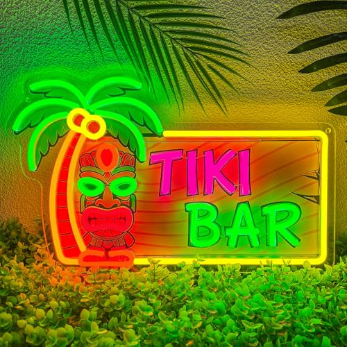 TIKI BAR Neon Schild Dimmbar UV-Druck Palme LED Neonlicht
