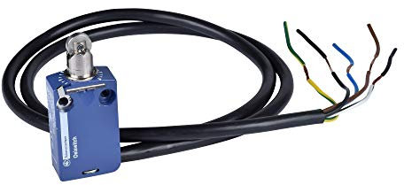 Schneider Electric XCMD2102L5 ex OsiSwitch Métal Interrupteur de position format standard, poussoir à galet acier, tête de piston, 1NC+1NO, brusque, 5 m longueur de câble