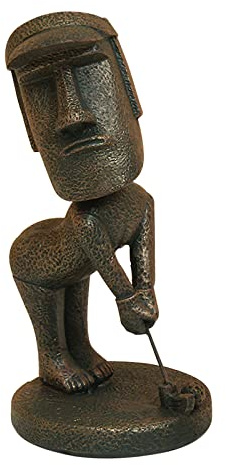 CRCAH Moai Statue Dekor – 15,2 cm Osterinsel Oranment Harz Stein Dekoration für Zimmer Accessoires Antike Skulptur für Büro Desktop (Spielen Golf)
