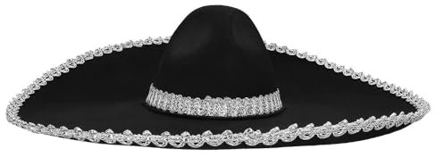 Boland 95470 - Sombrero Juanito, Durchmesser 58 cm, Schwarz-Weiß, Hut, Mexiko, Mexikaner, Accessoire, Karneval, Mottoparty