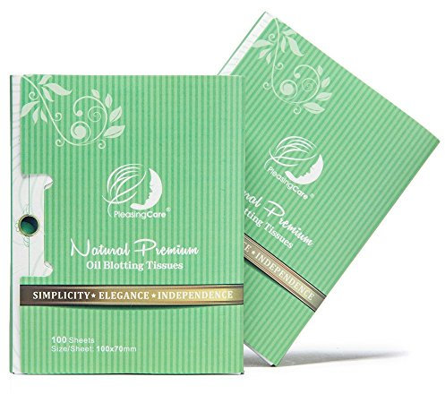 Natural Green Tea Oil Absorbing Tissues - 200 Counts in 2 Pack, Premium Face Oil Blotting Paper - Take 1 Piece Each Time Design - Large 10CM Oil Absorbing Sheets, No Waste and Easy to Carry in Pocket