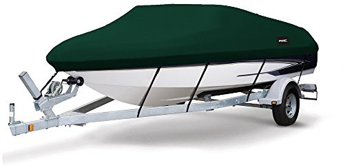 MSC Heavy Duty 600D Marine Grade Polyester Canvas Trailerable Waterproof Boat Cover,Fits V-Hull,Tri-Hull, Runabout Boat Cover (Model C - Length:16'-18.5' Beam Width: up to 94, Forest Green)