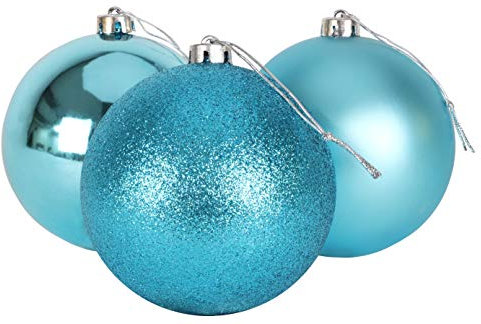 Christmas Concepts® 3-150mm extra große Kugeln - glänzendes, Mattes und Glitzer-Design - Weihnachtsschmuck (Türkis)