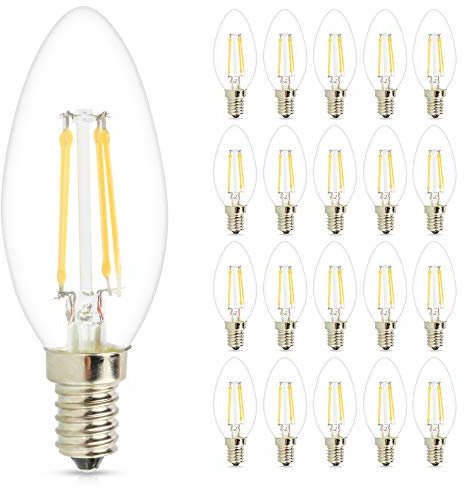 Mengjay® 4W E14 LED Kerze Lampe Strahler Warmweiss A+ / Ersetzt ca. 40W / 380 Lumen / 2700K / 360 Grad/AC 220V / 20er Pack