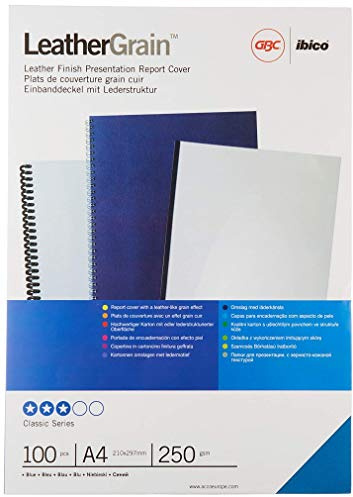 LeatherGrain Umschlagmaterial, A4, 100 Stück, blau