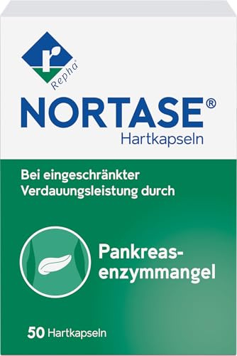 NORTASE - Verdauungsenzyme bei Bauchspeicheldrüsenschwäche - säurestabile Rizoenzyme - wirkt im Magen & Darm - bei Blähungen, Durchfall & Völlegefühl nach fettigen Mahlzeiten - 1x50 Hartkapseln
