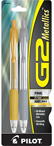 Pilot, G2 Metallics Gel-Tintenroller, feine Spitze, 0,7 mm, Gold & Silber, 2 Stück