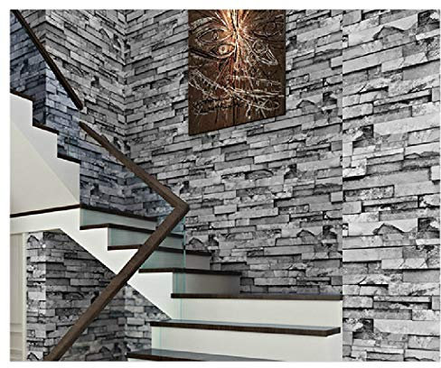 Blooming Wall: Rouleau de papier peint 3D imitation brique de culture pour salon, chambre à coucher, 50 m², gris