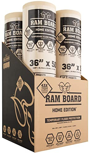 RamBoard Home Edition Floor Protection 4 Roll Pack | Multi-layer temporary floor protection protects surfaces during DIY, decorating, moving and home improvement projects