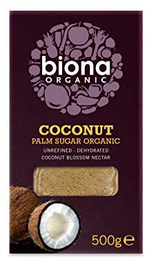 Confezione da 5 Zuccheri di palma di cocco Biona senza glutine, 500 g