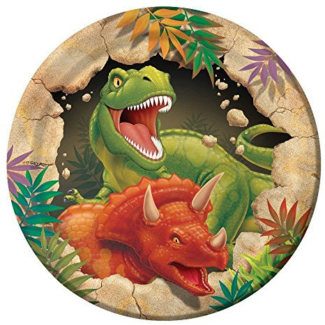 BIGIEMME Piatti Rotondi per Feste di Compleanno o Feste a Tema. Dinosauri, Ø 18 cm