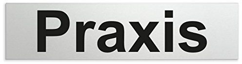 Türschilder24 Aluminium Türschild Praxis 160 x 40 x 1,5mm (Oberfläche veredelt) • Selbstklebend