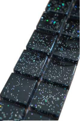 Glasmosaik Bordüre Schwarz mit Glitzer Effekt Fliesenbordüre Glänzend 5x30 cm Matte Fliese B522