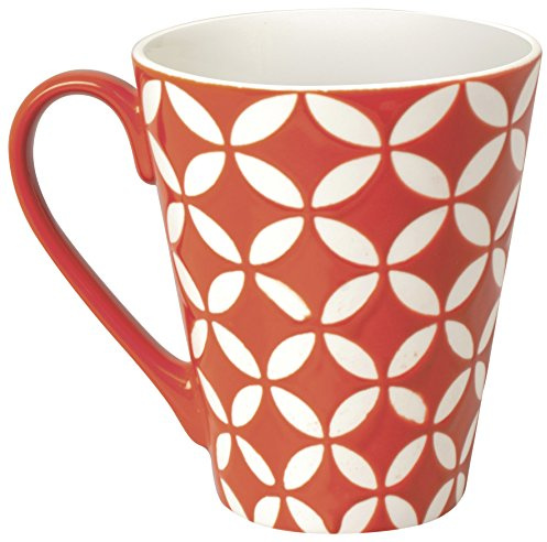Excelsa Etnika Mug 275 ml, Porcelain, Red, 10.19 x 10.19 x 10 cm