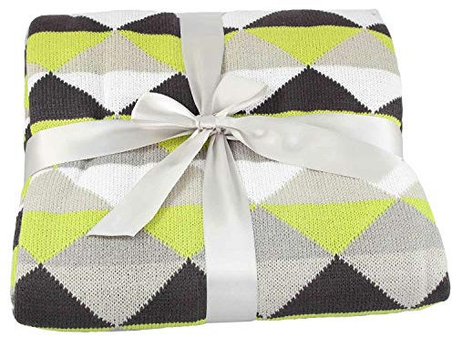 EXKLUSIV HEIMTEXTIL Wohndecke Kuscheldecke Strickdecke Plaid 130x160 cm Grün/Grau