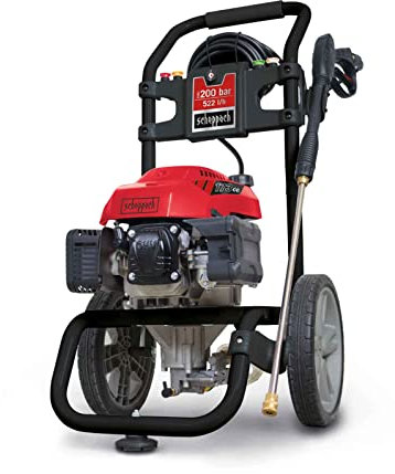 Scheppach Nettoyeur Haute Pression Thermique HCP2600 | Moteur 4T de 173cm3 | Pression Max de 200bar | Débit 522L/h | 5 Embouts, Lance de Nettoyage, Alimentation pour détergent et Tuyau de 7,5m Inclus