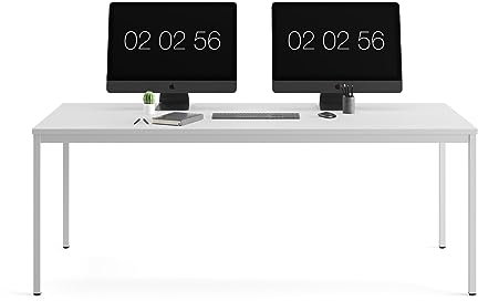 furni24 Schreibtisch-Stahl 140x70x75cm, Grau, TÜV/GS-Einfache Montage, Arbeitstisch, Bürotisch, Küchentisch, Esstisch, Druckertisch Büro-Möbel Arbeitszimmer Computertisch Gaming-Tisch Mehrzwecktisch