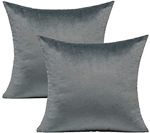 VAKADO Grauer Samt Kissenbezug Weich-Massiv-Quadratkissen Abdeckung Kissenhülle Bequemes Sofa-Kissenbezug Schlafzimmer Sofa Auto 45x45 cm 2 Stücke
