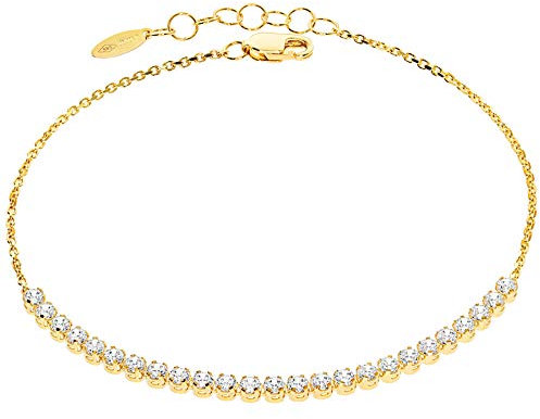 Stella-Jewellery Damen Armband 585er Gelbgold Zirkonia Armkette Goldarmband Kettenarmband Etui