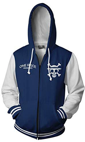 WANHONGYUE Anime One Piece Luffy 3D Print Hoodie Jacket Mens Full-Zip Hooded Sweatshirt Coat Hoody Jumpers 673/9 M